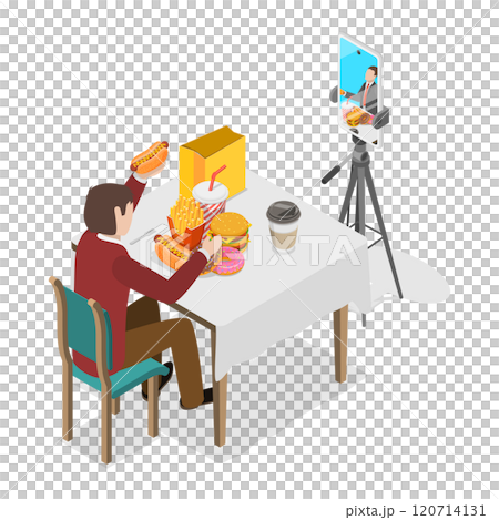 3D Isometric Flat Illustration of Food Blogging. Item 3 3D Isometric Flat Illustration of Food Blogging. Item 3 120714131