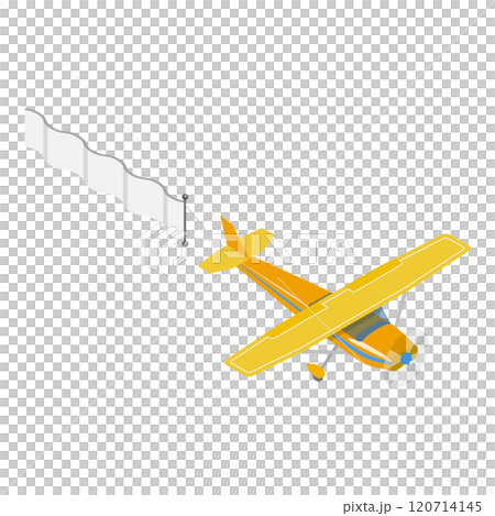 3D Isometric Flat  Set of Aircrafts In Sky With Banners. Item 2 120714145