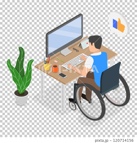 3D Isometric Flat  Illustration of Life With Disability. Item 2 120714156