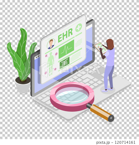 3D Isometric Flat Illustration of Electronic Health Record. Item 2 3D Isometric Flat Illustration of Electronic Health Record. Item 2 120714161