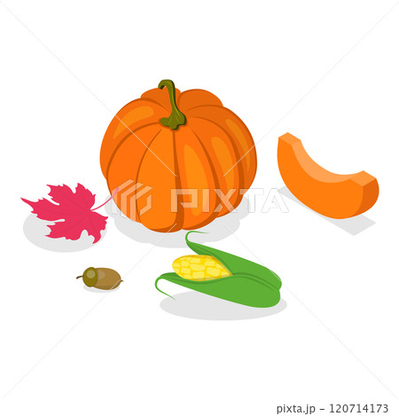 3D Isometric Flat Set of Thanksgiving Set. Item 2 3D Isometric Flat Set of Thanksgiving Set. Item 2 120714173