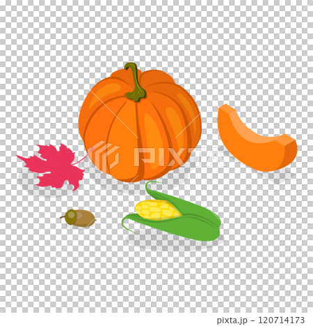 3D Isometric Flat Set of Thanksgiving Set. Item 2 3D Isometric Flat Set of Thanksgiving Set. Item 2 120714173