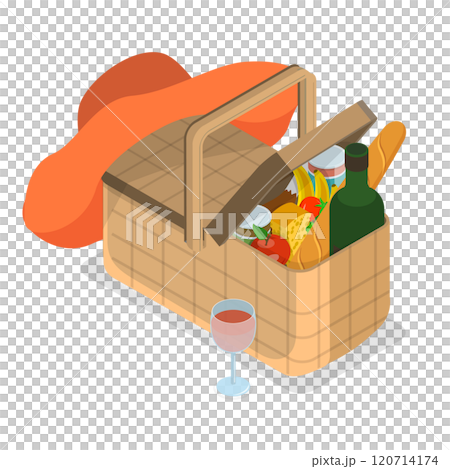 3D Isometric Flat  Set of Picnic Baskets. Item 2 120714174