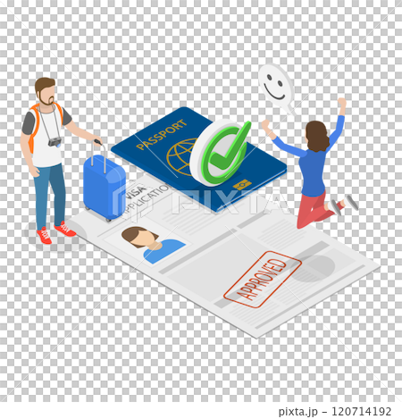 3D Isometric Flat  Set of Immigration Visa. Item 3 120714192