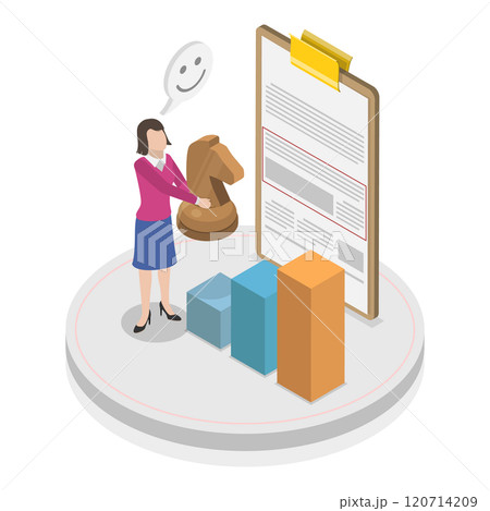 3D Isometric Flat  Illustration of Objective Key Results. Item 3 120714209