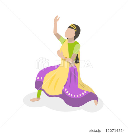 3D Isometric Flat  Set of Traditional Indian Dancers. Item 1 120714224