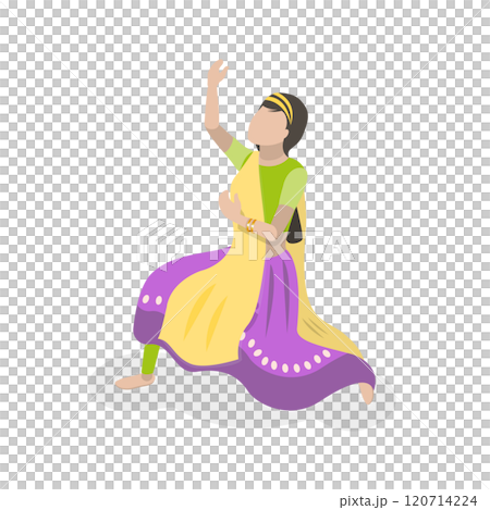 3D Isometric Flat  Set of Traditional Indian Dancers. Item 1 120714224