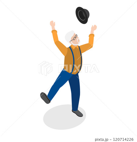 3D Isometric Flat  Illustration of Happy Seniors. Item 3 120714226