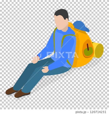 3D Isometric Flat  Set of Tourists or Travelers. Item 5 120714231