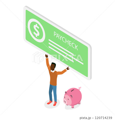 3D Isometric Flat Illustration of Paycheck. Item 1 3D Isometric Flat Illustration of Paycheck. Item 1 120714239