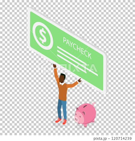 3D Isometric Flat Illustration of Paycheck. Item 1 3D Isometric Flat Illustration of Paycheck. Item 1 120714239