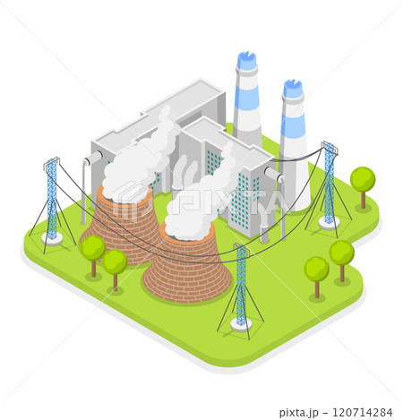 3D Isometric Flat  Set of Industrial Manufacturing Facilities. Item 3 120714284