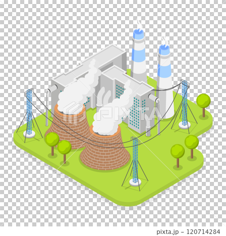 3D Isometric Flat  Set of Industrial Manufacturing Facilities. Item 3 120714284