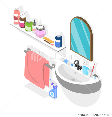 3D Isometric Flat Set of Bathroom Interior Furniture. Item 6 3D Isometric Flat Set of Bathroom Interior Furniture. Item 6 120714300