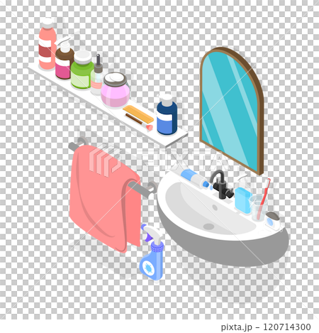 3D Isometric Flat Set of Bathroom Interior Furniture. Item 6 3D Isometric Flat Set of Bathroom Interior Furniture. Item 6 120714300