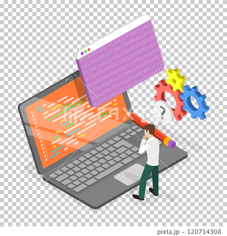 3D Isometric Flat  Illustration of Software Development. Item 3 120714308