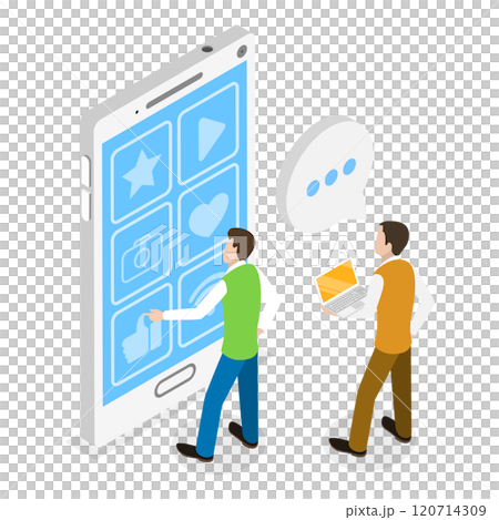 3D Isometric Flat  Illustration of Mobile Interface Design. Item 3 120714309