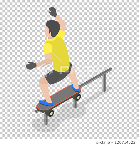 3D Isometric Flat Illustration of Skaters Set. Item 4 3D Isometric Flat Illustration of Skaters Set. Item 4 120714322