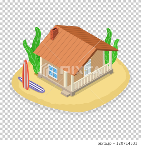 3D Isometric Flat  Set of Bungalows. Item 4 120714333