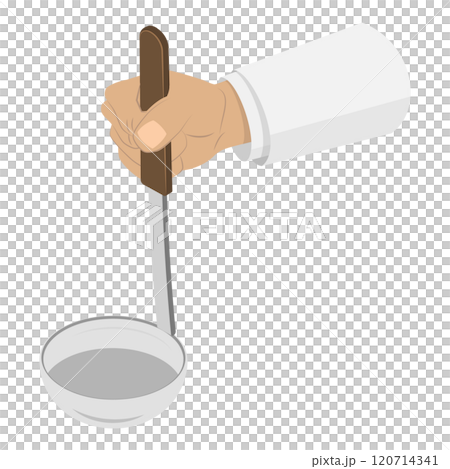 3D Isometric Flat Set of Hands Holding Kitchen Utensils. Item 7 3D Isometric Flat Set of Hands Holding Kitchen Utensils. Item 7 120714341
