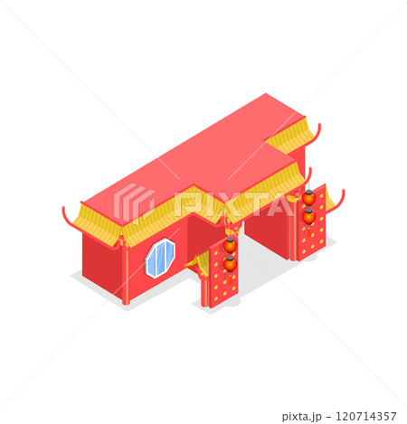 3D Isometric Flat  Set of Chinese Temples. Item 1 120714357