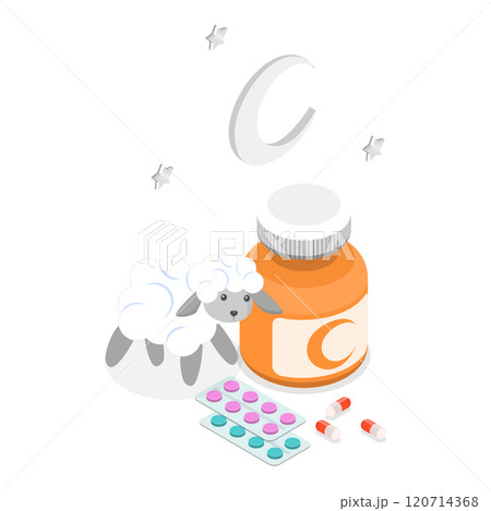 3D Isometric Flat  Illustration of Better Sleep Tips. Item 2 120714368