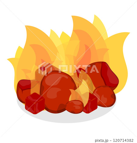 3D Isometric Flat Set of Burning Charcoals. Item 4 3D Isometric Flat Set of Burning Charcoals. Item 4 120714382