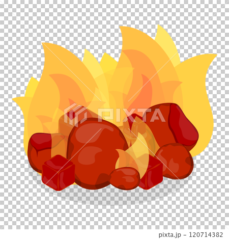 3D Isometric Flat  Set of Burning Charcoals. Item 4 120714382