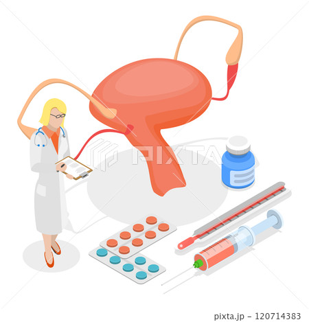 3D Isometric Flat  Set of Gynecologist, Dentist, Optometrist And Andrologist. Item 4 3D Isometric Flat  Set of Gynecologist, Dentist, Optometrist And Andrologist. Item 4 120714383