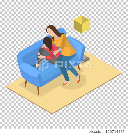 3D Isometric Flat  Set of Parent Support Scenes. Item 2 120714385
