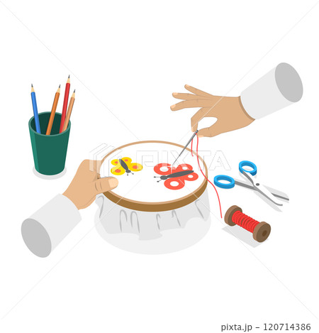 3D Isometric Flat  Set of Craft Handmade Hobbies. Item 4 120714386