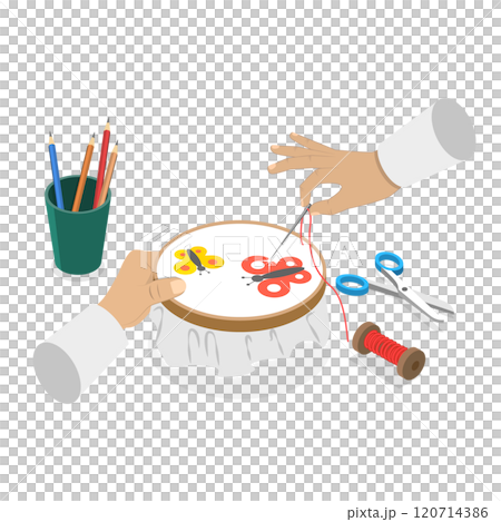 3D Isometric Flat  Set of Craft Handmade Hobbies. Item 4 120714386