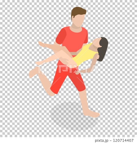 3D Isometric Flat  Illustration of Beach Lifeguard. Item 1 120714407