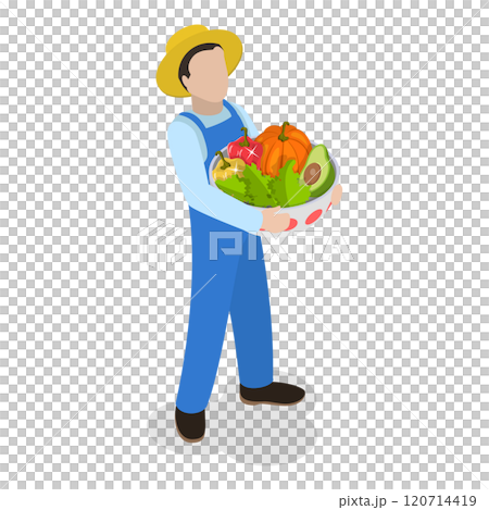 3D Isometric Flat  Set of Farmers. Item 3 120714419