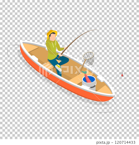 3D Isometric Flat Set of Fishermen. Item 4 3D Isometric Flat Set of Fishermen. Item 4 120714433