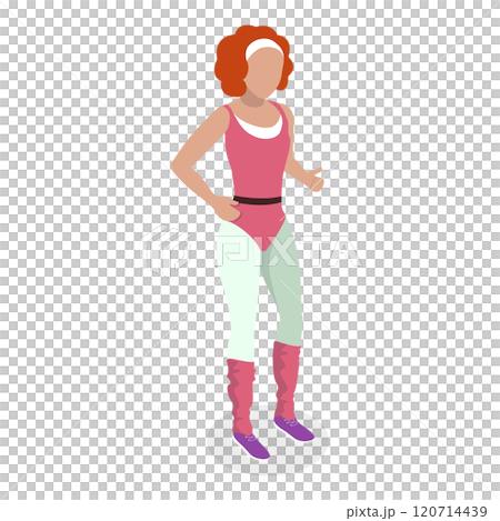 3D Isometric Flat  Set of People with 90s Outfit. Item 5 120714439