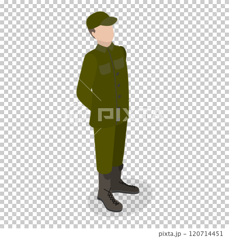 3D Isometric Flat  Set of Soldiers in Uniform. Item 1 120714451