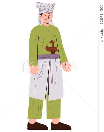 Sultan Nuku Muhammad Amiruddin Indonesia Tidore hero patriotic Indonesian man warrior fighter brave leader Maluku island colorful character design icon set 120714506