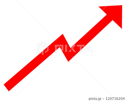 ジグザグの赤色の上昇矢印イラスト ジグザグの赤色の上昇矢印イラスト 120716204