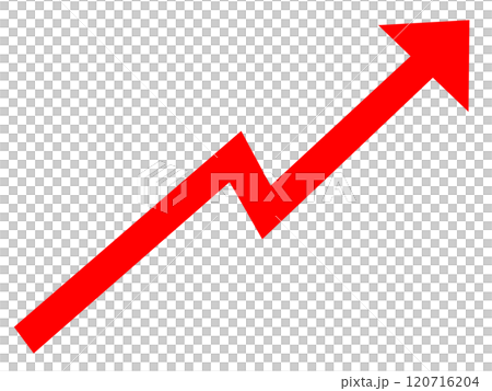 ジグザグの赤色の上昇矢印イラスト ジグザグの赤色の上昇矢印イラスト 120716204