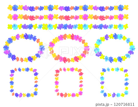 水彩画タッチの花のフレームと罫線(ベクター) 水彩画タッチの花のフレームと罫線(ベクター) 120716811
