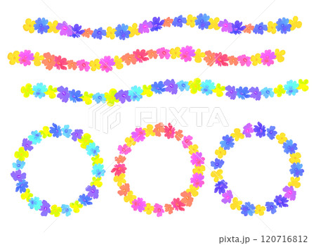 水彩画タッチの花のフレームと罫線（ベクター） 120716812