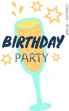 Celebrate a birthday party with a glass of sparkling wine under a starry sky, symbolizing a festive and joyful anniversary. Let s raise a toast to happiness and cheers. 120716817