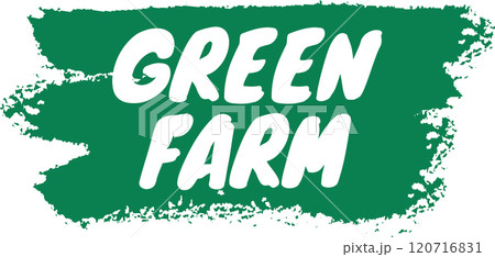 Green farm logo is promoting sustainable agriculture and eco friendly practices on a textured green brush stroke background, emphasizing nature and environmental consciousness 120716831
