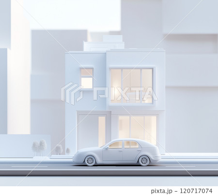 住宅イメージ　郊外の一戸建てのイラスト 120717074