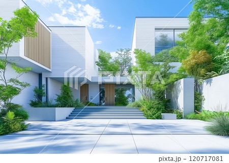 住宅イメージ 郊外の一戸建てのイラスト 住宅イメージ 郊外の一戸建てのイラスト 120717081