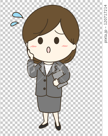 一個穿著西裝裙子的女人遇到麻煩的可愛插圖 120717214