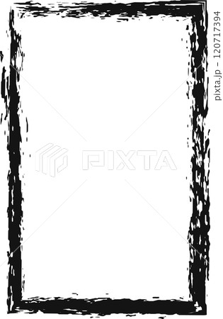 Vertical black grunge frame with brush strokes is creating a border on a white background, providing copy space for text or images 120717394