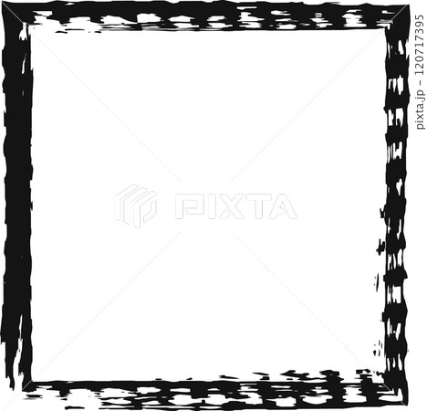 Striking black grunge frame surrounding a white square, perfect for text or images. Vintage meets modern in this textured design, ideal for creative projects like wall art or invitations 120717395