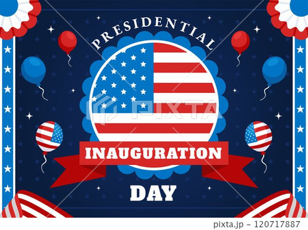 USA Presidential Inauguration Day Vector Illustration on January 20 Featuring the Capitol Building in Washington D.C. and the American Flag Design 120717887
